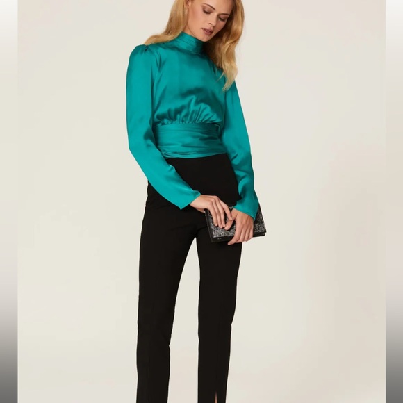 Slate & Willow Green Satin Crop Top Size Small - Picture 1 of 5